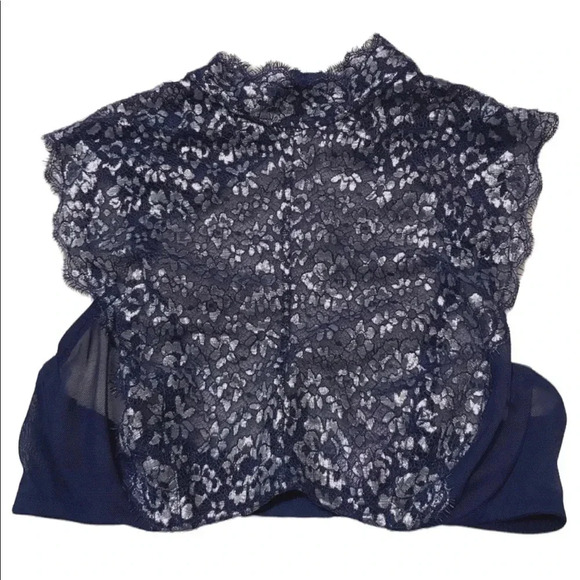 NWT VS Unlined Dream Angels Demi High Neck Lace Bra
Blue silver Size 32D - Picture 1 of 8